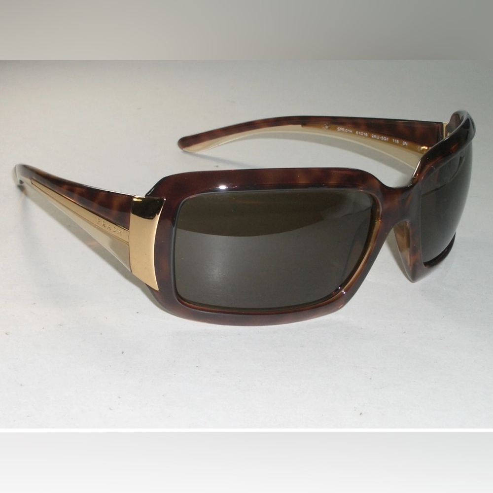 PRADA SPR 01H BROWN TONE TORTOISE WRAP SUNGLASSES